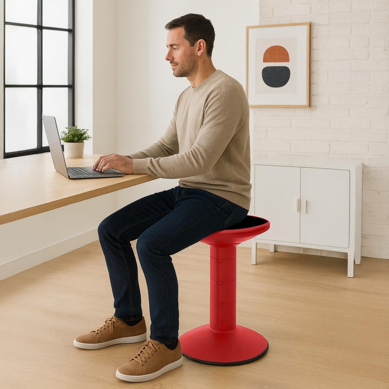 Storex كرسي ويجل من ستوركس - مقعد نشط مرن للفصول الدراسية والدراسة في المنزل، ارتفاع قابل للتعديل من 12 إلى 18 بوصة، أحمر (00302U01C) - Image 2